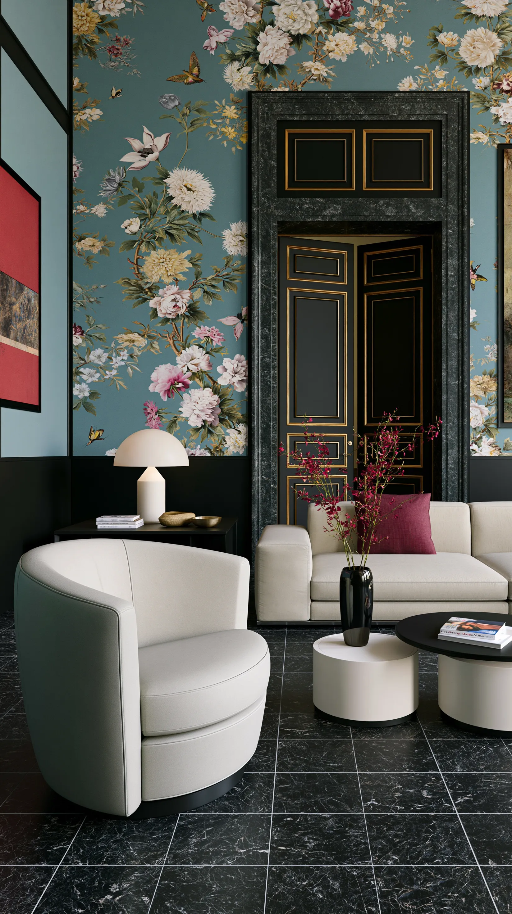 Teal Peony Garden